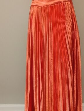 New York & Company Coral Pleated Maxi Skirt